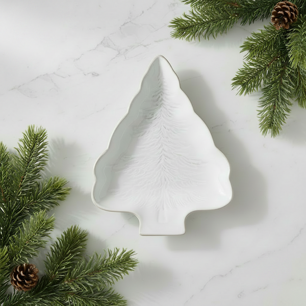 White Stoneware Tree Plate
