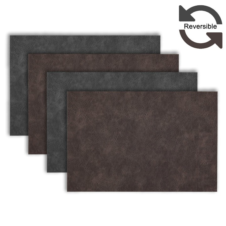 Grey/Brown Florence Placemats Reversible Vegan Leather - Set of 4