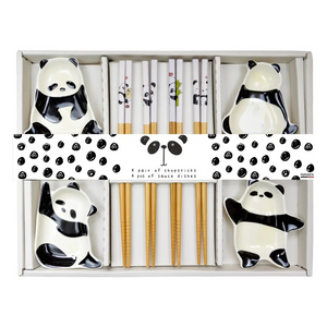 Panda Wooden Chopsticks and Sauce Dish Gift Set