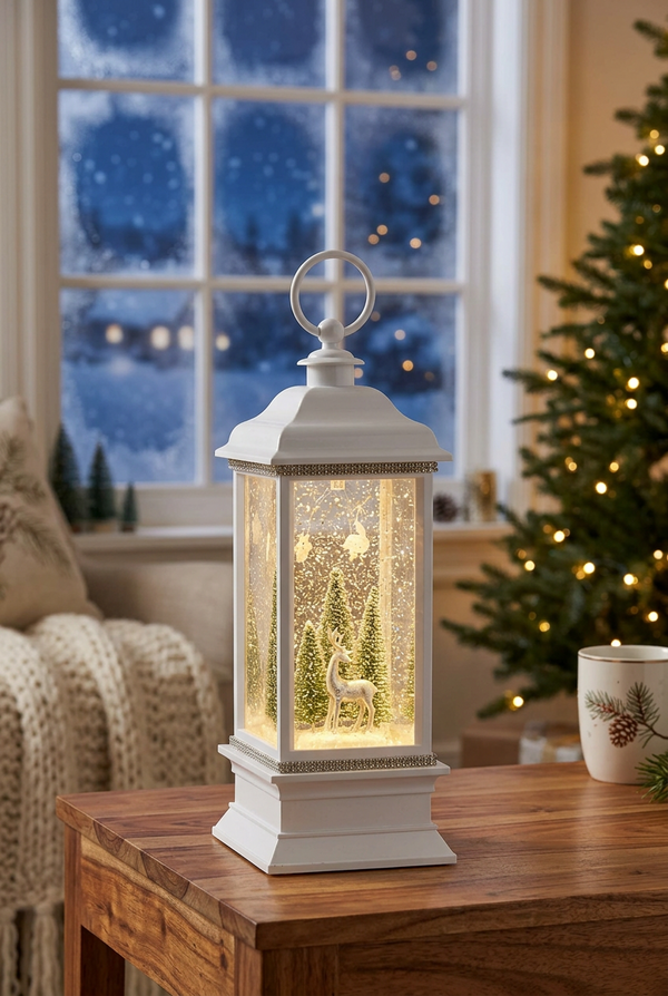 Snowy Reindeer Animated Lighted Water Lantern