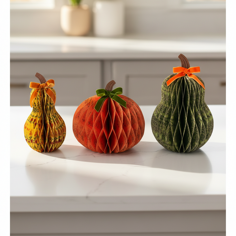 Harvest Honeycomb Gourd Decor Set of 3