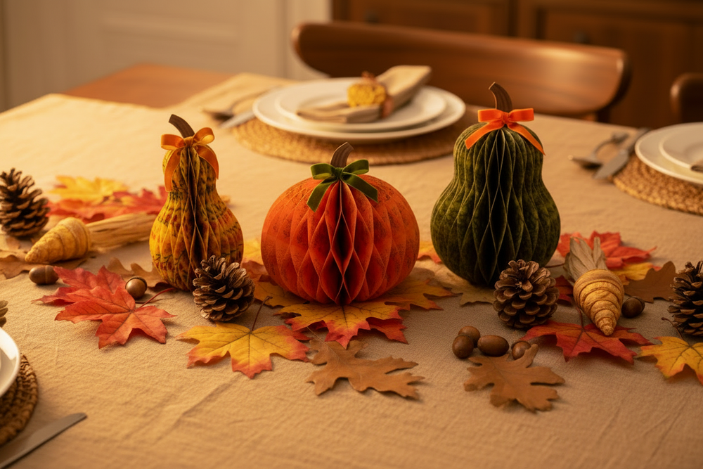Harvest Honeycomb Gourd Decor Set of 3