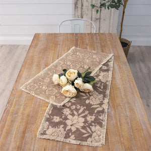 Table Runner - Sepia Floral Pattern Reversible