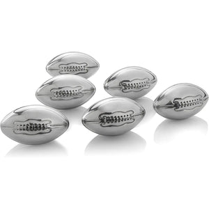 Football Shaped Stainless Steel Whiskey Stones Set of 6