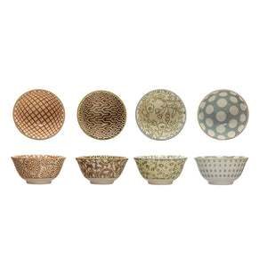 Stoneware Pinch Pot with Multicolor Patterns