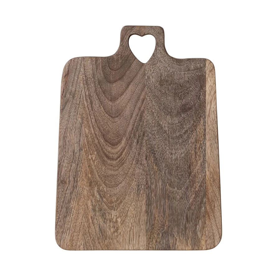 Mango Wood Serving/Cutting Board with Heart Cut-Out Handle