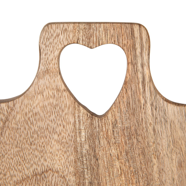 Mango Wood Serving/Cutting Board with Heart Cut-Out Handle