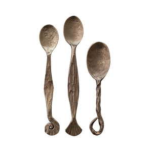 Hand-Forged Metal Spoon with Fin Shaped Handle, 3 Styles
