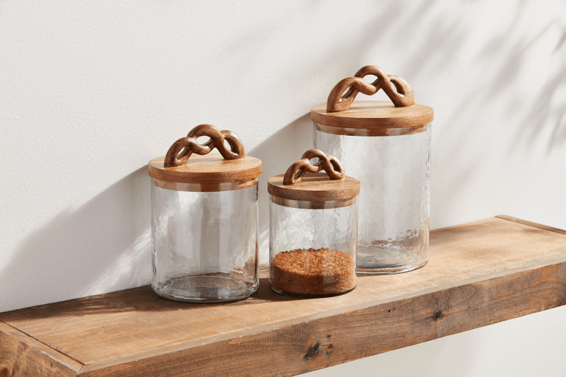 Elegant Glass Canister Trio with Twisted Handles