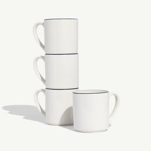 Coffee Mug - Blue Rim (Set of 4)