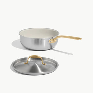CeramiClad Saucier W/ Lid and Antique Brass Handel