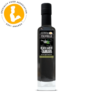 Black Garlic Tamari Barrel Aged Balsamic by Olivelle