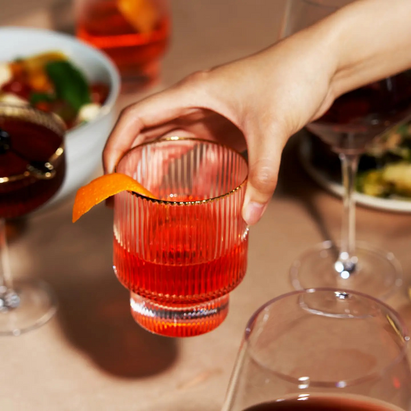 Deco Meridian Gold Rimmed Whiskey Crystal Tumblers - Set of 2