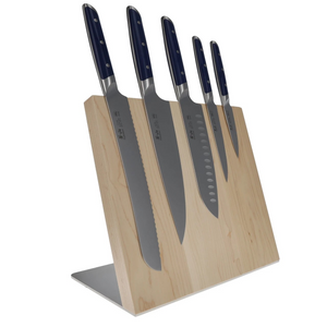 Akka Series Royal Blue 6 pc Magnetic Knife Block Set (Maple Block) by Cangshan