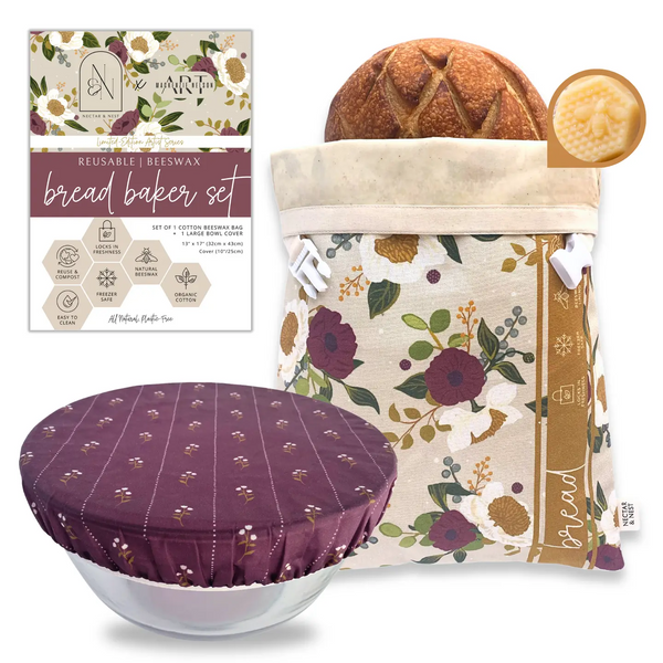Bread Baker Set, Reusable Beeswax Bread Bags for Homemade Bread and Bowl Cover - Choose from 2 Different STyles