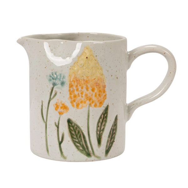 Cottage Floral Hand-Painted Stoneware Creamer — 10 oz