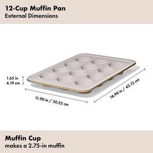 Non-Stick Pro Ceramic Coated Metal Bakeware 12 Cup Muffin Pan