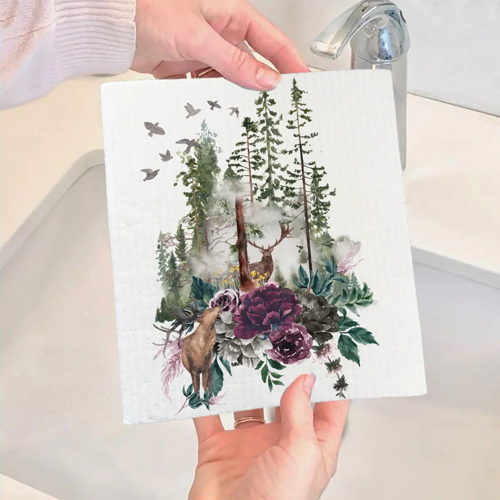 Swedish Dish Cloth, Colorado Mountains Wildlife - 2 Styles to Choose From