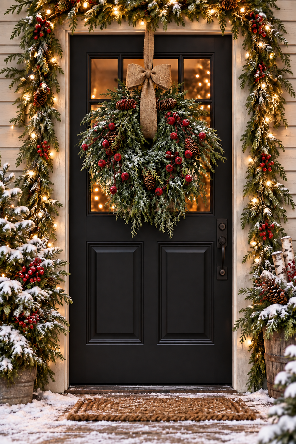 Frosted Balsam and Red Berry Wreath - Available in 16" & 28"