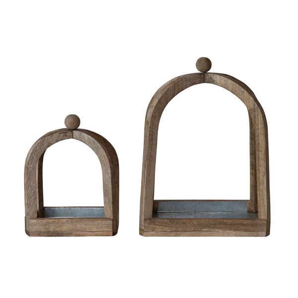 Mango Wood Arched Tabletop Tray - Comes in 2 Sizes