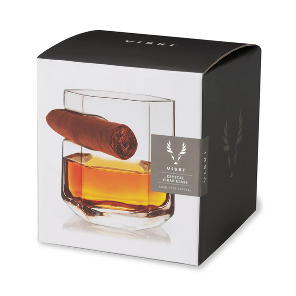 Crystal Whiskey Glass with Builtin Cigar Holder