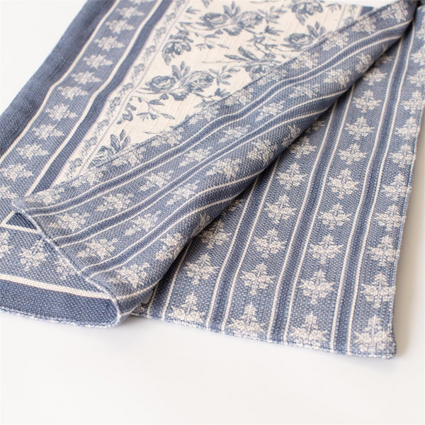 French Blue Floral Runner 72"