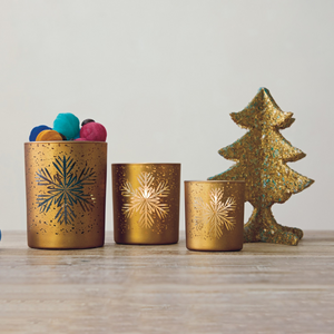 Snowflake Etched Mercury Glass Votive Holder - Available in 2 Sizes