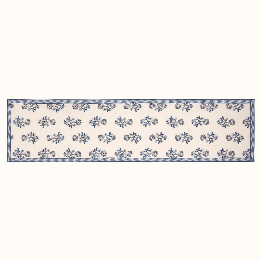 Block print cotton table runner 72"