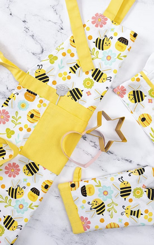 3 Piece Mini Kids Chef Set: Apron, Mitt, & Hat - 2 Different Options to Choose From