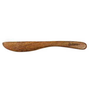 Acacia Wood Flip-Top Butter Dish with Spreader - Black Matte or Gold Finished Handle