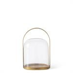 Round Gold Metal Lantern Candleholders w/Glass Domed Hurricanes - Choose from 3 Sizes