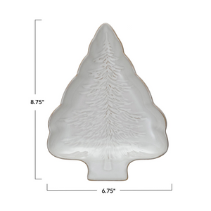 White Stoneware Tree Plate