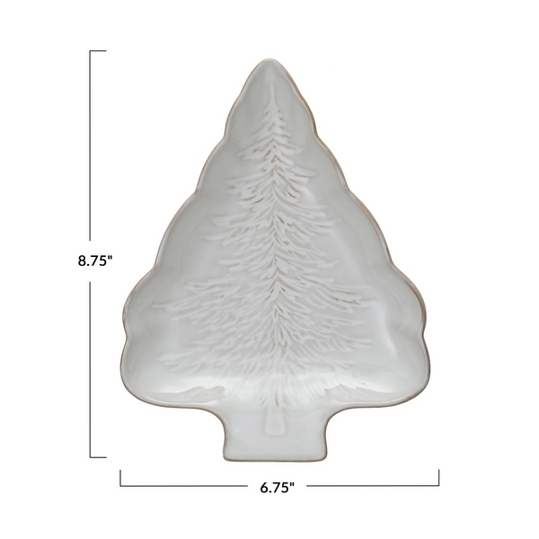 White Stoneware Tree Plate