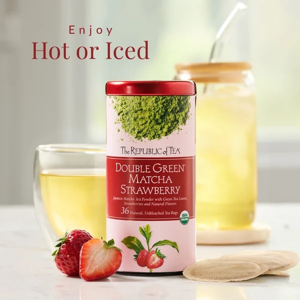 The Republic of Tea Organic Double Green® Matcha Strawberry Tea Bags