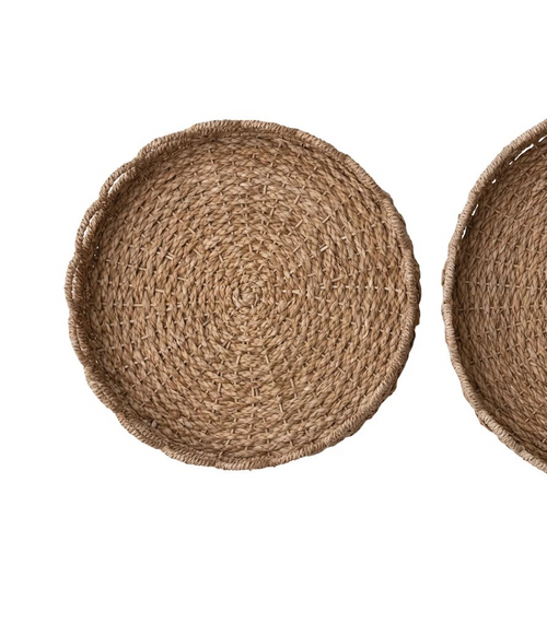 Decorative Woven Seagrass Scalloped Tray - Choose From 2 Sizes