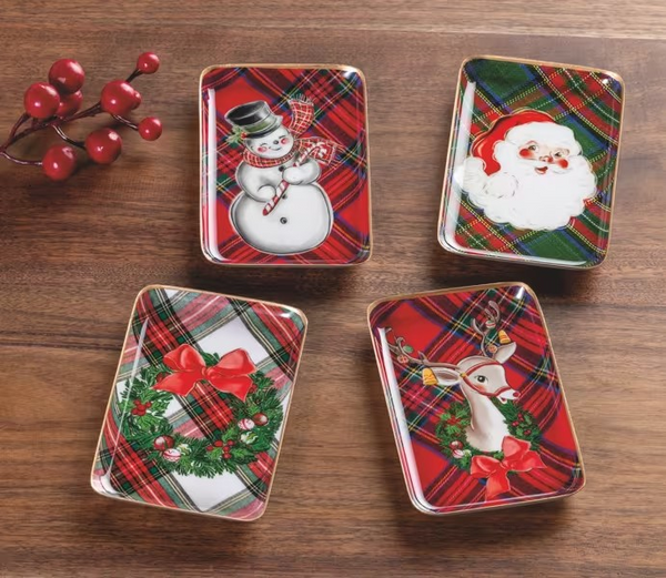 Holiday Tartan Tidbit Tray - 4 Styles to Choose From