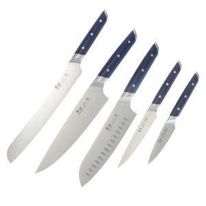 Akka Series Royal Blue 6 pc Magnetic Knife Block Set (Maple Block) by Cangshan
