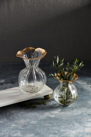 Gold Edge Ruffle Vase - Comes in Small or Large