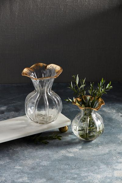 Gold Edge Ruffle Vase - Comes in Small or Large