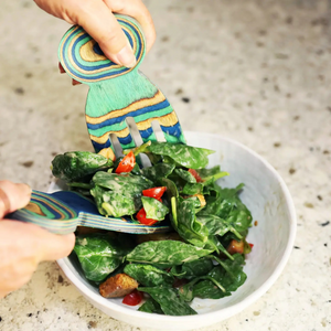 Island Bamboo Pakkawood Salad Hands - Choose from Natural, Peacock or Rainbow