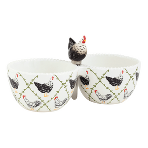 Rooster Double Tidbit Dish