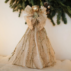 Gold Sinamay Twig Angel Tree Topper