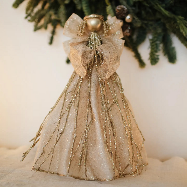 Gold Sinamay Twig Angel Tree Topper