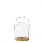 Round Gold Metal Lantern Candleholders w/Glass Domed Hurricanes - Choose from 3 Sizes