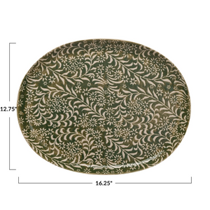 Botanical Green Stoneware Platter