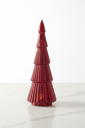 Red Ribbed Mercury Glass LED Tree - Available in 3 Sizes