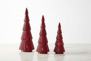 Red Ribbed Mercury Glass LED Tree - Available in 3 Sizes