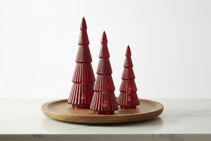 Red Ribbed Mercury Glass LED Tree - Available in 3 Sizes