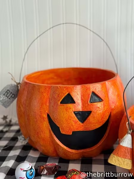 Mache Jack-O-Lantern Treat Buckets - Choose Small or Large