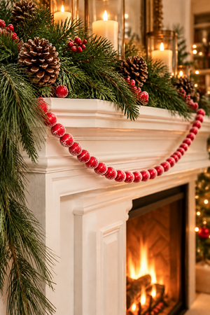 Sugared Red Bead Holiday Garland
